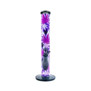 Fire-Flow x Black Leaf – Glass Bong Pink Leaves – 40cm - Image 2