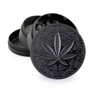 Metal Grinder Black Trance Leaf ⌀50 mm – 4 parts - Image 1