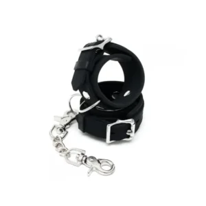 Narrow silicone cuffs with carabiner hooks Black - Image 2