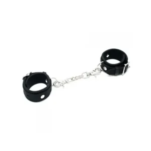 Narrow silicone cuffs with carabiner hooks Black - Image 1