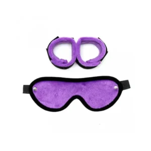 Soft Bondage Velcro Cuffs with Mask Black - Image 3