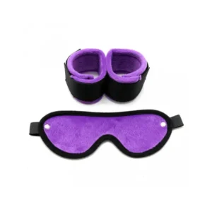 Soft Bondage Velcro Cuffs with Mask Black - Image 1
