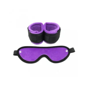 Soft Bondage Velcro Cuffs with Mask Black - Image 2